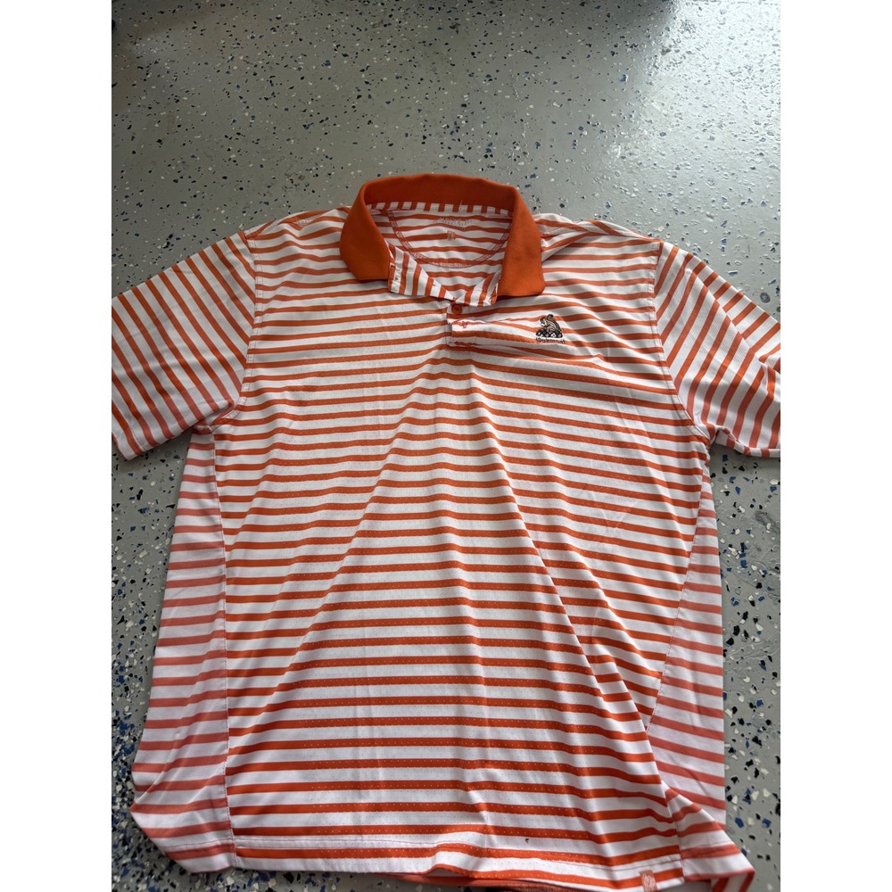 Oakmont Golf Polo Shirt Mens Striped Orange White‎ Embroidered Logo XL
